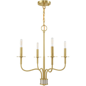 HomeRoots Four Light Dimmable Chandelier - Sleek Cylinder Shades for Modern Ambiance in Any Room Decor 687695
