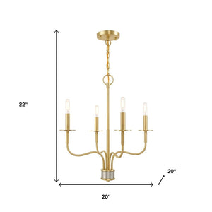 HomeRoots Four Light Dimmable Chandelier - Sleek Cylinder Shades for Modern Ambiance in Any Room Decor 687695