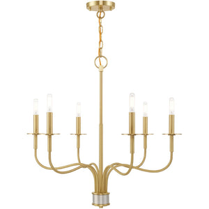 HomeRoots Six Light Dimmable Chandelier – Modern Cylinder Shades for Stylish Ambiance in Any Space 687696