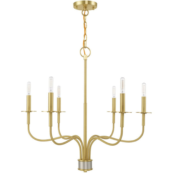 HomeRoots Six Light Dimmable Chandelier – Modern Cylinder Shades for Stylish Ambiance in Any Space 687696