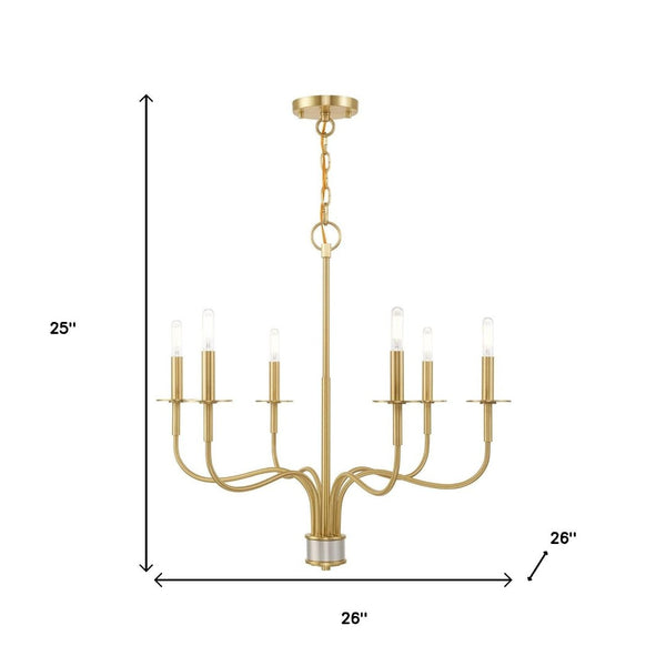 HomeRoots Six Light Dimmable Chandelier – Modern Cylinder Shades for Stylish Ambiance in Any Space 687696