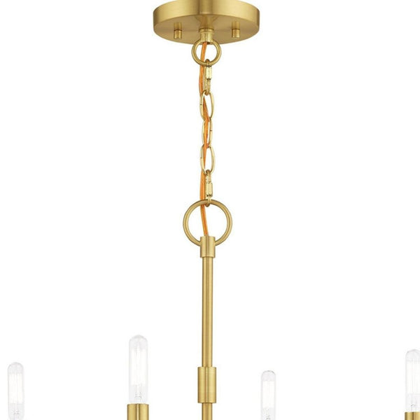 HomeRoots Four Light Dimmable Chandelier - Modern Cylinder Shades for Stylish Ambiance in Any Space 687697