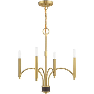 HomeRoots Four Light Dimmable Chandelier - Modern Cylinder Shades for Stylish Ambiance in Any Space 687697