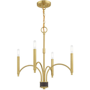 HomeRoots Four Light Dimmable Chandelier - Modern Cylinder Shades for Stylish Ambiance in Any Space 687697
