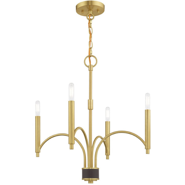 HomeRoots Four Light Dimmable Chandelier - Modern Cylinder Shades for Stylish Ambiance in Any Space 687697