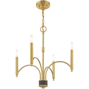 HomeRoots Four Light Dimmable Chandelier - Modern Cylinder Shades for Stylish Ambiance in Any Space 687697