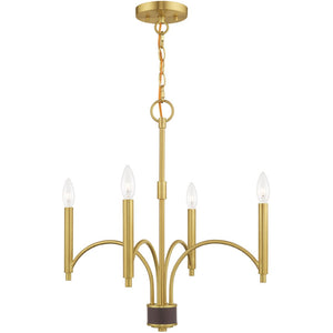 HomeRoots Four Light Dimmable Chandelier - Modern Cylinder Shades for Stylish Ambiance in Any Space 687697