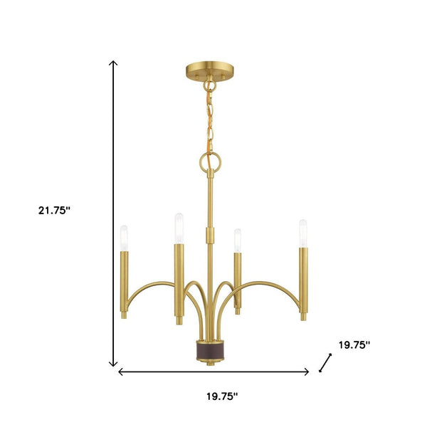 HomeRoots Four Light Dimmable Chandelier - Modern Cylinder Shades for Stylish Ambiance in Any Space 687697
