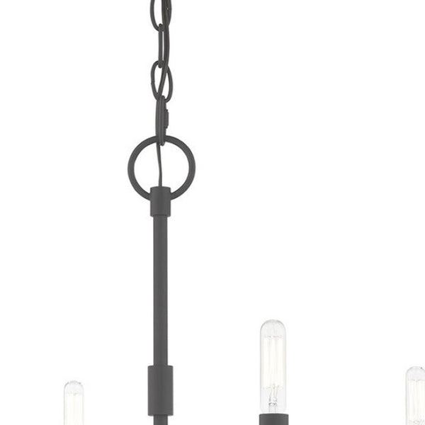 HomeRoots Four Light Dimmable Chandelier with Cylinder Shades - Modern Steel Design for Any Room Ambiance 687698