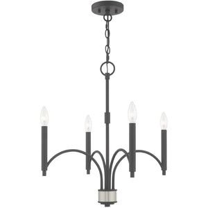 HomeRoots Four Light Dimmable Chandelier with Cylinder Shades - Modern Steel Design for Any Room Ambiance 687698