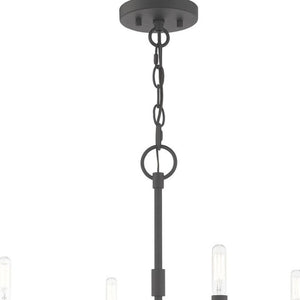 HomeRoots Four Light Dimmable Chandelier with Cylinder Shades - Modern Steel Design for Any Room Ambiance 687698