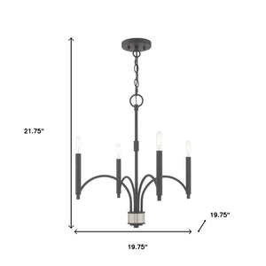 HomeRoots Four Light Dimmable Chandelier with Cylinder Shades - Modern Steel Design for Any Room Ambiance 687698