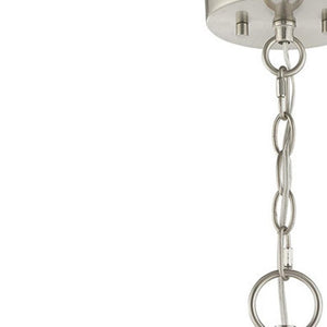 HomeRoots Nickel Modern Four-Light Dimmable Chandelier with Elegant Shades for Stylish Home Lighting Solutions 687699