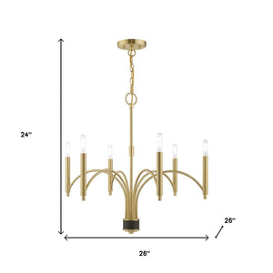 HomeRoots Six Light Dimmable Chandelier – Modern Cylinder Shades for Elegant Dining & Living Room Ambiance 687700