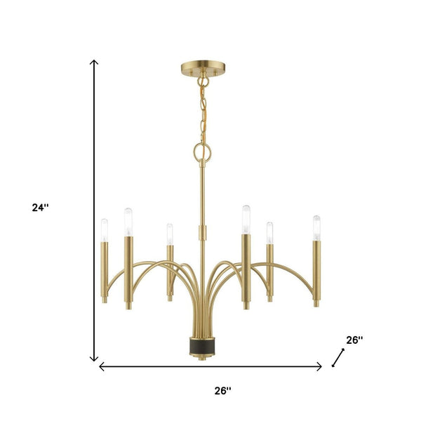 HomeRoots Six Light Dimmable Chandelier – Modern Cylinder Shades for Elegant Dining & Living Room Ambiance 687700