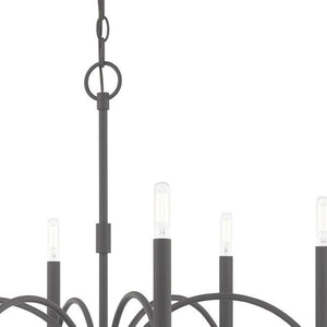 HomeRoots Gray Six-Light Metal Chandelier – Dimmable with Stylish Cylinder Shades for Modern Ambiance 687701