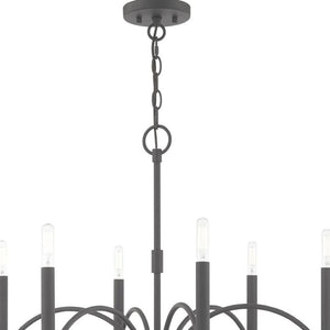 HomeRoots Gray Six-Light Metal Chandelier – Dimmable with Stylish Cylinder Shades for Modern Ambiance 687701