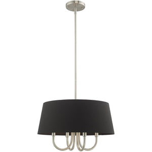 HomeRoots Four Light Dimmable Chandelier with Modern Cylinder Shades for Elegant Home Lighting Solutions 687703