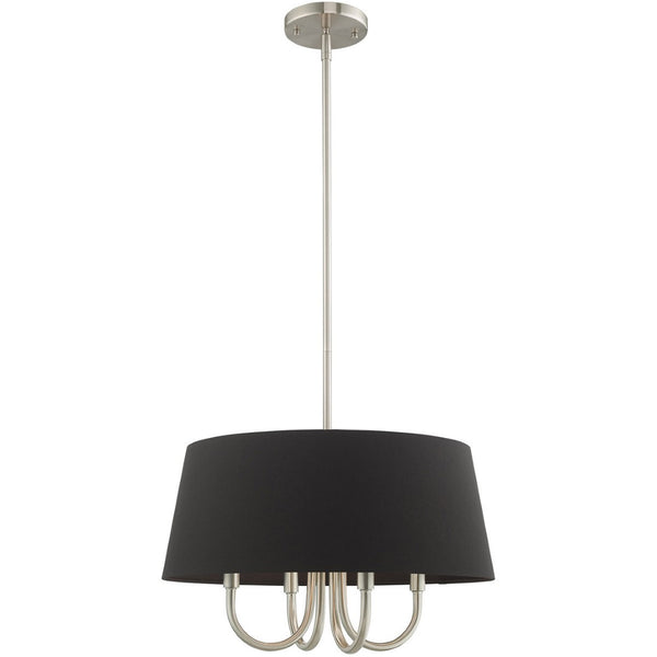 HomeRoots Four Light Dimmable Chandelier with Modern Cylinder Shades for Elegant Home Lighting Solutions 687703