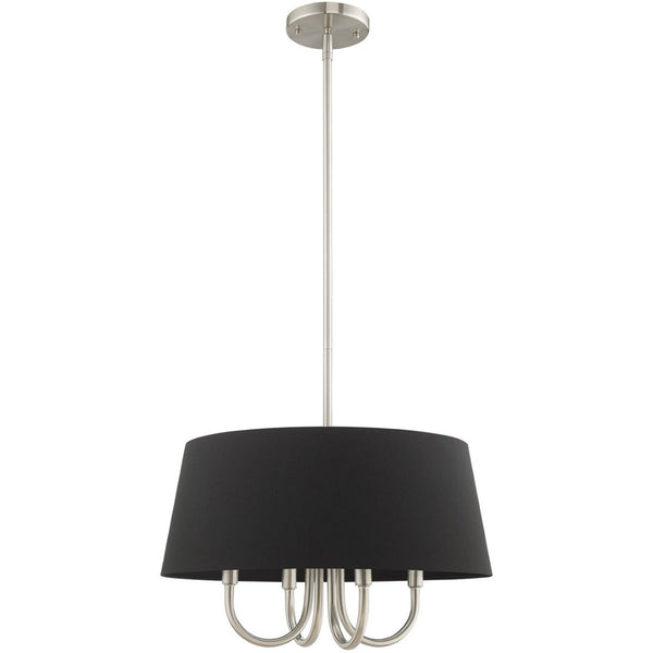 HomeRoots Four Light Dimmable Chandelier with Modern Cylinder Shades for Elegant Home Lighting Solutions 687703