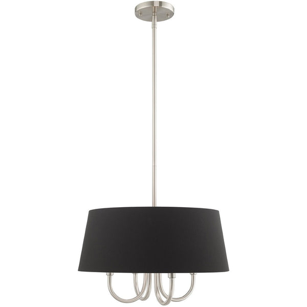 HomeRoots Four Light Dimmable Chandelier with Modern Cylinder Shades for Elegant Home Lighting Solutions 687703