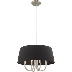 HomeRoots Four Light Dimmable Chandelier with Modern Cylinder Shades for Elegant Home Lighting Solutions 687703