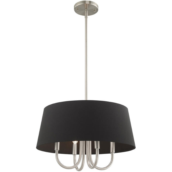 HomeRoots Four Light Dimmable Chandelier with Modern Cylinder Shades for Elegant Home Lighting Solutions 687703