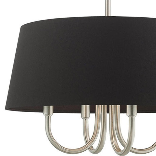 HomeRoots Four Light Dimmable Chandelier with Modern Cylinder Shades for Elegant Home Lighting Solutions 687703