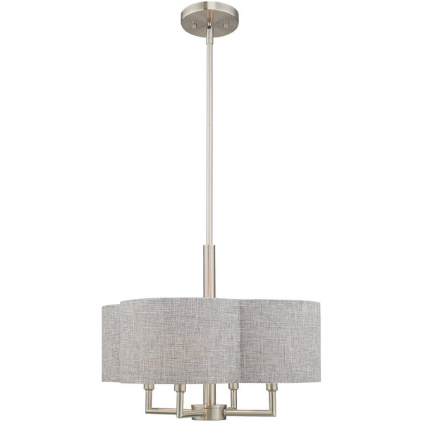 HomeRoots Four Light Dimmable Chandelier - Modern Cylinder Shades for Stylish Ambient Lighting in Any Room 687704