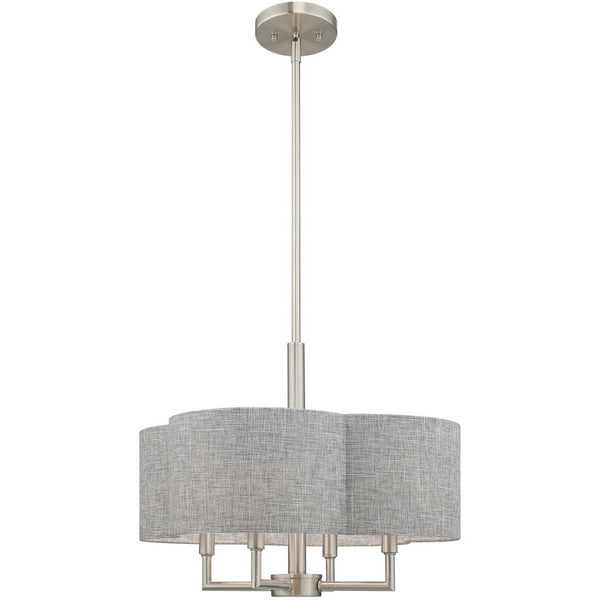 HomeRoots Four Light Dimmable Chandelier - Modern Cylinder Shades for Stylish Ambient Lighting in Any Room 687704