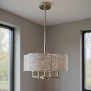 HomeRoots Four Light Dimmable Chandelier - Modern Cylinder Shades for Stylish Ambient Lighting in Any Room 687704