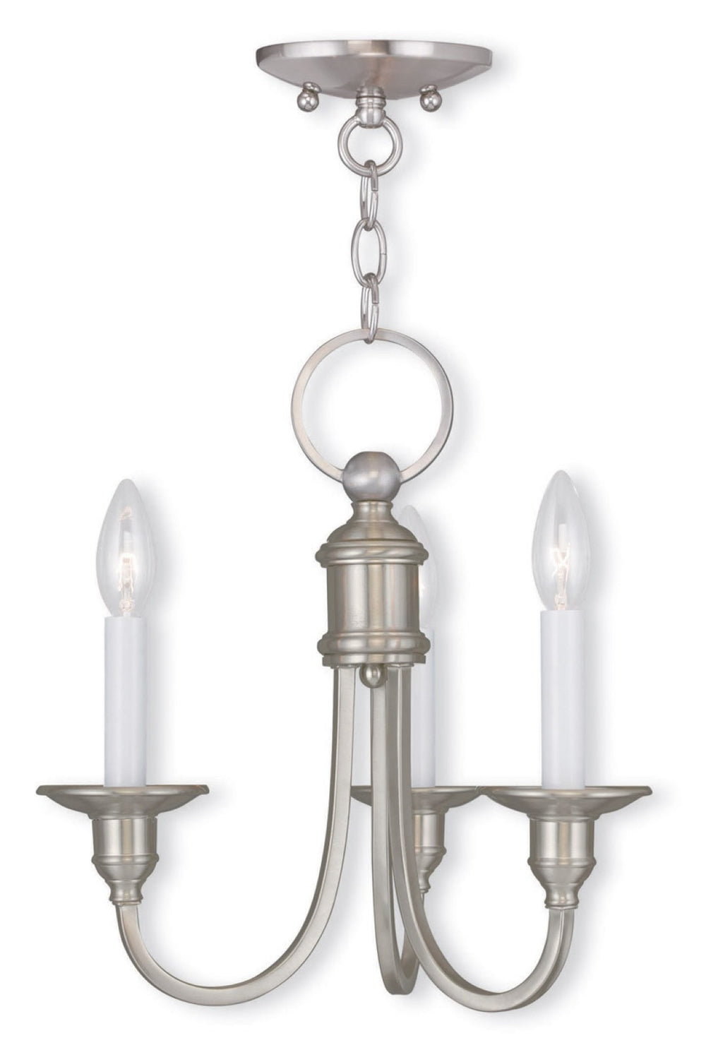 HomeRoots Nickel Three-Light Dimmable Chandelier with Cylindrical Shades for Modern Home Décor and Style 687707