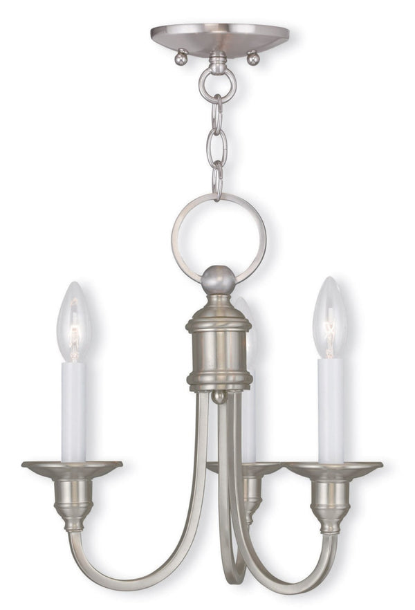 HomeRoots Nickel Three-Light Dimmable Chandelier with Cylindrical Shades for Modern Home Décor and Style 687707