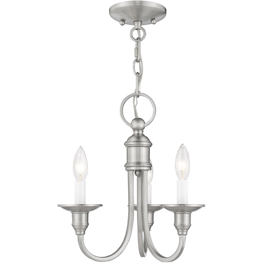 HomeRoots Nickel Three-Light Dimmable Chandelier with Cylindrical Shades for Modern Home Décor and Style 687707