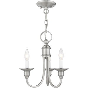HomeRoots Nickel Three-Light Dimmable Chandelier with Cylindrical Shades for Modern Home Décor and Style 687707