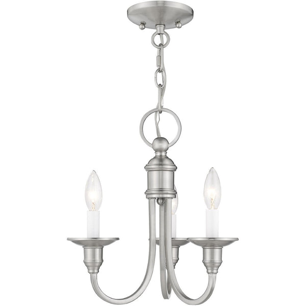 HomeRoots Nickel Three-Light Dimmable Chandelier with Cylindrical Shades for Modern Home Décor and Style 687707