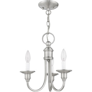 HomeRoots Nickel Three-Light Dimmable Chandelier with Cylindrical Shades for Modern Home Décor and Style 687707