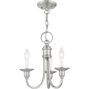 HomeRoots Nickel Three-Light Dimmable Chandelier with Cylindrical Shades for Modern Home Décor and Style 687707