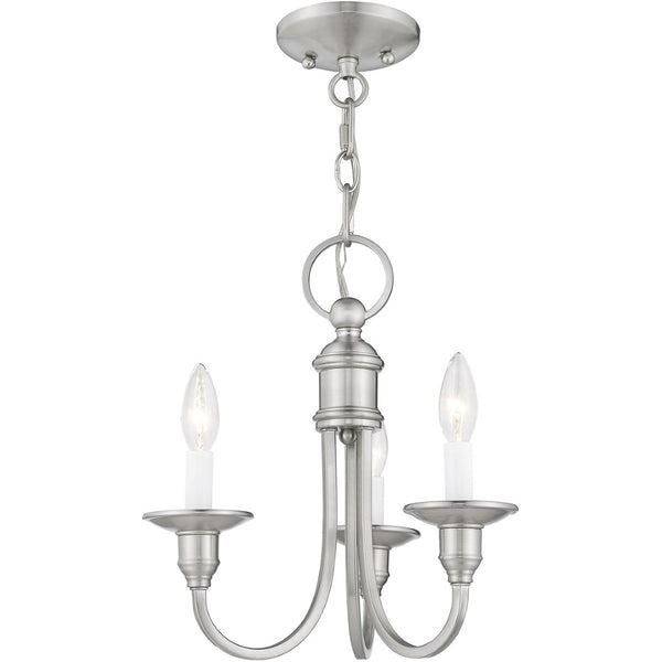 HomeRoots Nickel Three-Light Dimmable Chandelier with Cylindrical Shades for Modern Home Décor and Style 687707