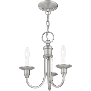 HomeRoots Nickel Three-Light Dimmable Chandelier with Cylindrical Shades for Modern Home Décor and Style 687707
