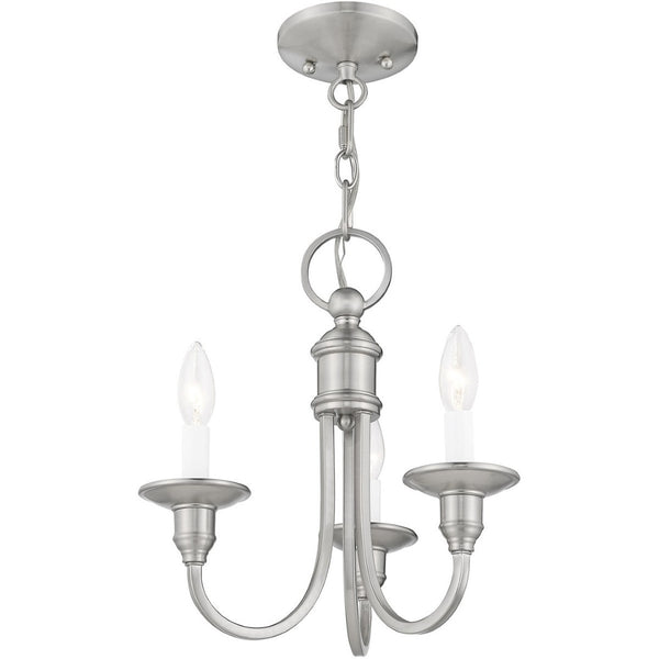 HomeRoots Nickel Three-Light Dimmable Chandelier with Cylindrical Shades for Modern Home Décor and Style 687707