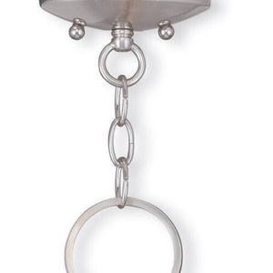 HomeRoots Nickel Three-Light Dimmable Chandelier with Cylindrical Shades for Modern Home Décor and Style 687707