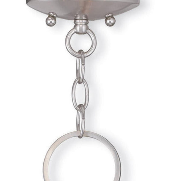 HomeRoots Nickel Three-Light Dimmable Chandelier with Cylindrical Shades for Modern Home Décor and Style 687707