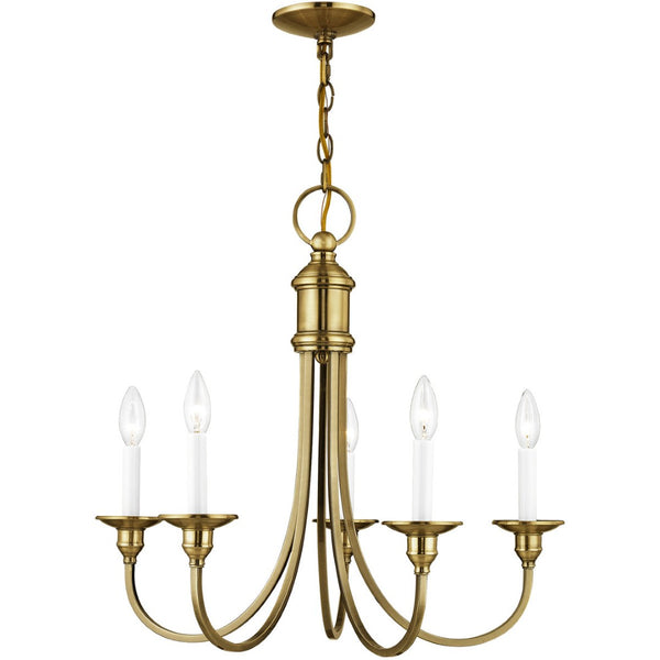 HomeRoots Five Light Dimmable Chandelier - Sleek Cylindrical Shades for Modern Ambiance in Any Room 687708
