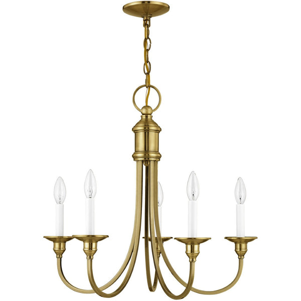 HomeRoots Five Light Dimmable Chandelier - Sleek Cylindrical Shades for Modern Ambiance in Any Room 687708