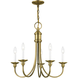 HomeRoots Five Light Dimmable Chandelier - Sleek Cylindrical Shades for Modern Ambiance in Any Room 687708