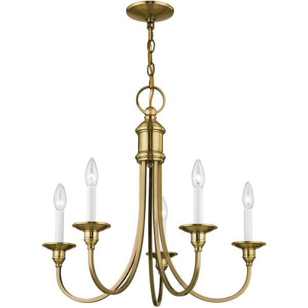 HomeRoots Five Light Dimmable Chandelier - Sleek Cylindrical Shades for Modern Ambiance in Any Room 687708