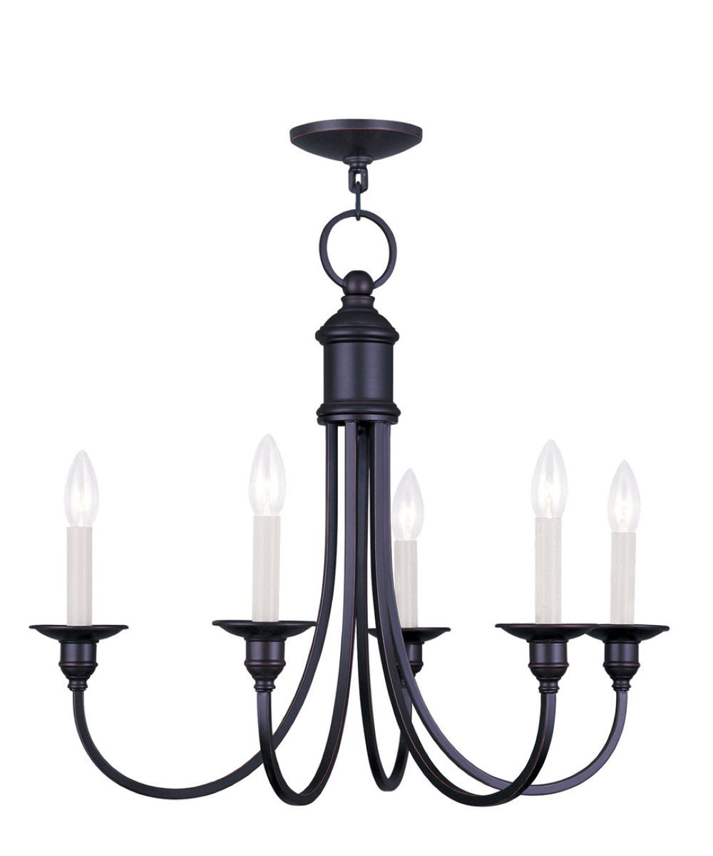 HomeRoots Bronze Five-Light Dimmable Chandelier with Elegant Cylinder Shades for Ambient Home Lighting 687709