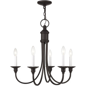 HomeRoots Bronze Five-Light Dimmable Chandelier with Elegant Cylinder Shades for Ambient Home Lighting 687709