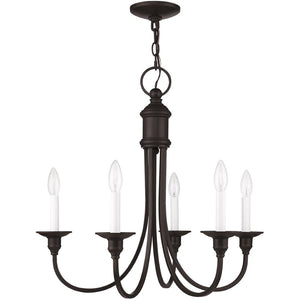 HomeRoots Bronze Five-Light Dimmable Chandelier with Elegant Cylinder Shades for Ambient Home Lighting 687709